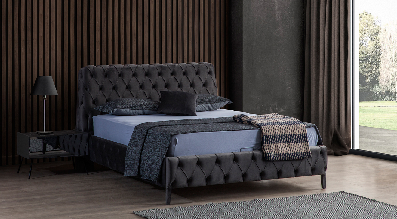 Bronze Antrasit Köşe Dolaplı Yatak Odası Takımı Giyinme Odası