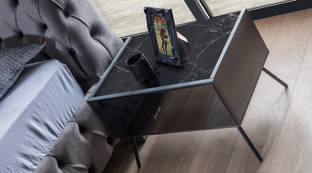 Bronze Antrasit Köşe Dolaplı Yatak Odası Takımı Giyinme Odası