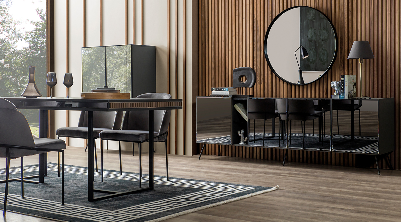Bronze Antrasit Modern Yemek Odası Takımı Yemek Odası