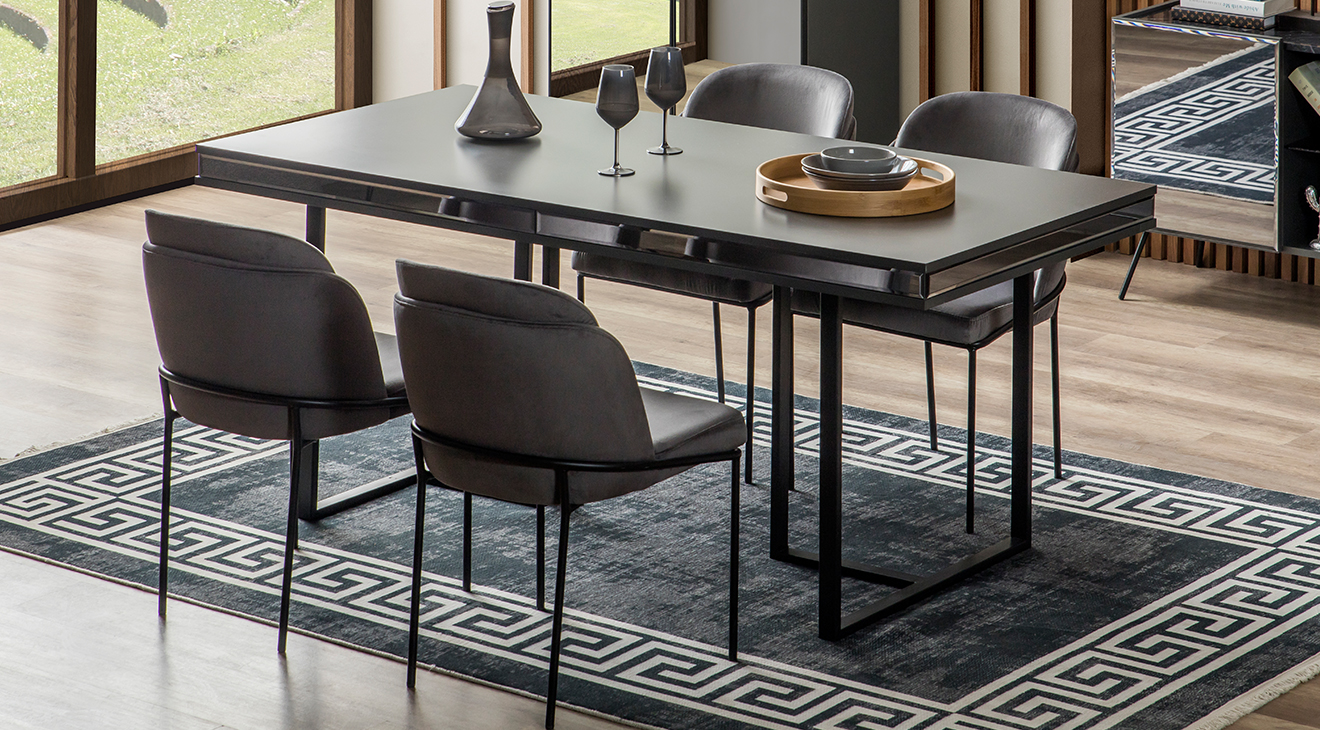 Bronze Antrasit Modern Yemek Odası Takımı Yemek Odası