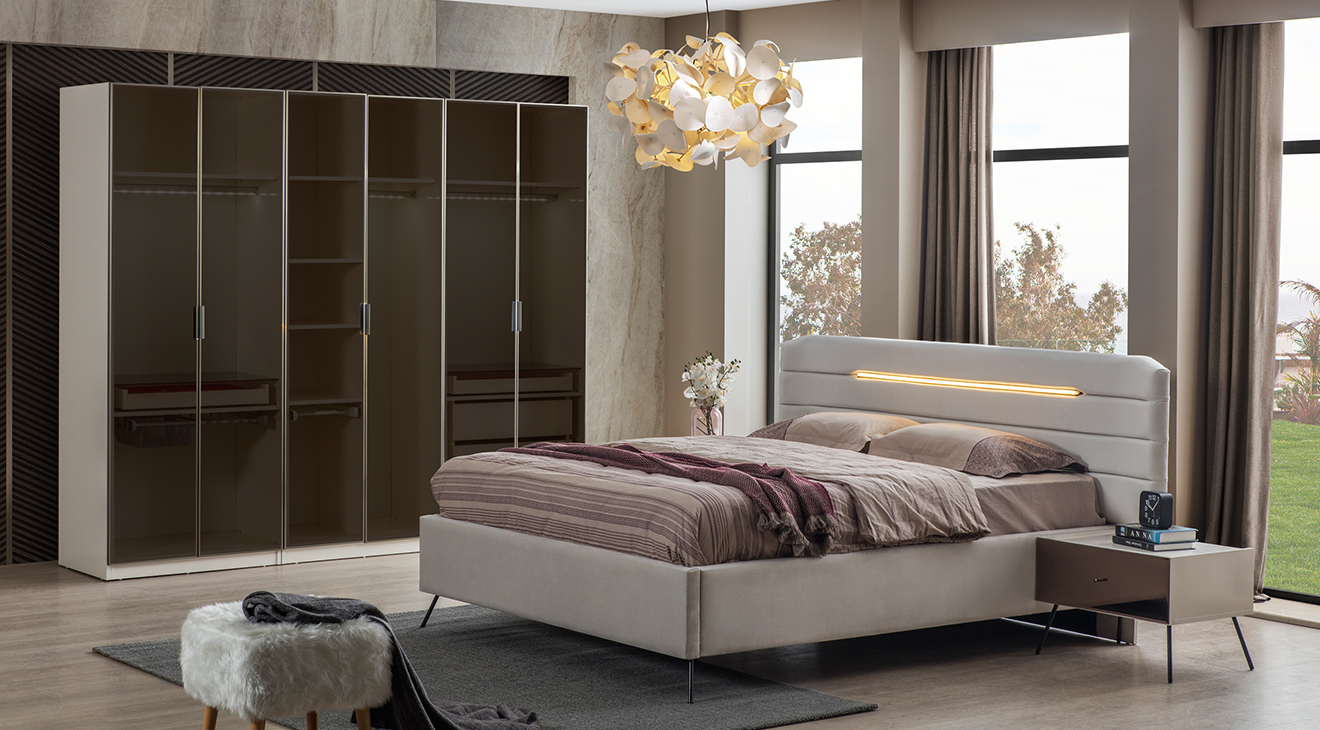 Bronze Aytaşı 6 Kapaklı Yatak Odası Takımı Yatak Odası