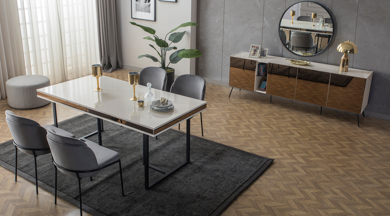 Bronze Aytaşı Modern Yemek Odası Takımı Yemek Odası