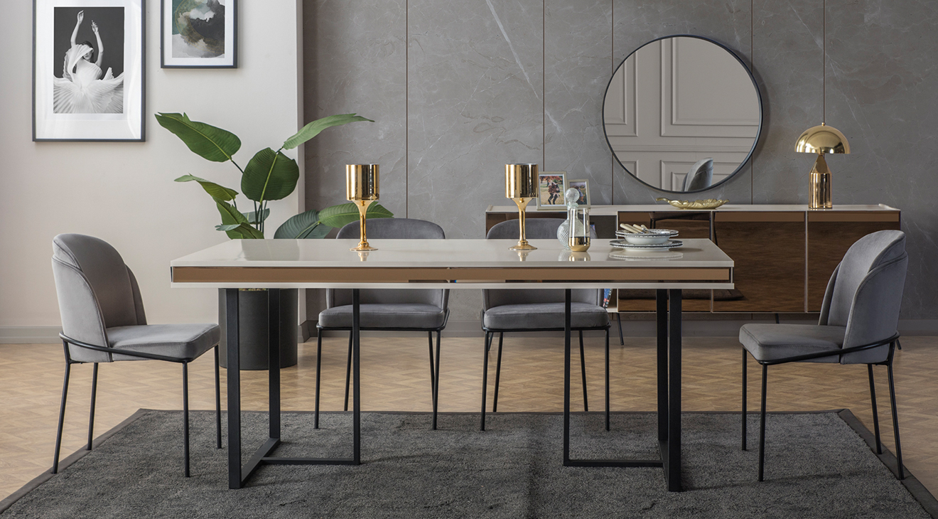 Bronze Aytaşı Modern Yemek Odası Takımı Yemek Odası