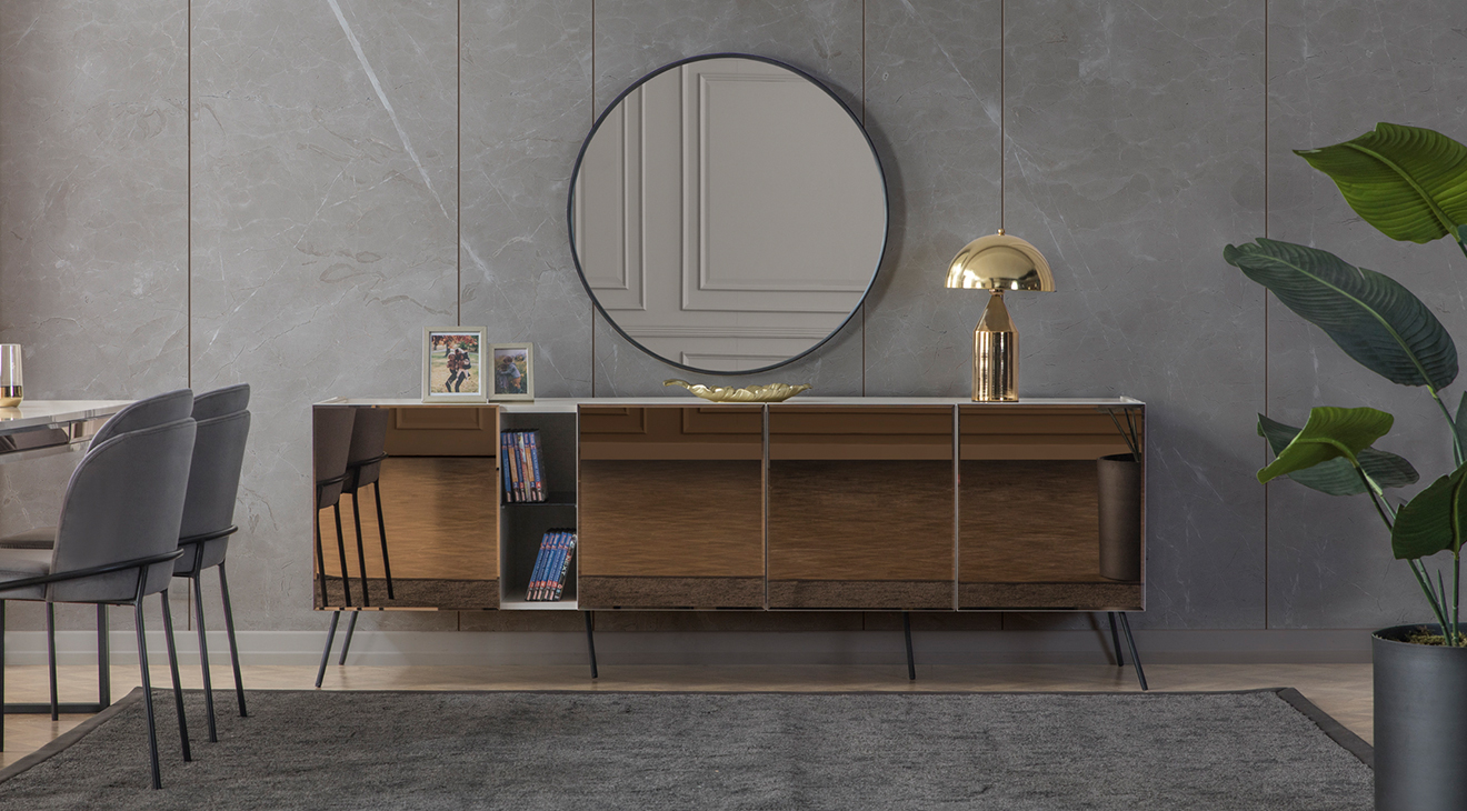 Bronze Aytaşı Modern Yemek Odası Takımı Yemek Odası