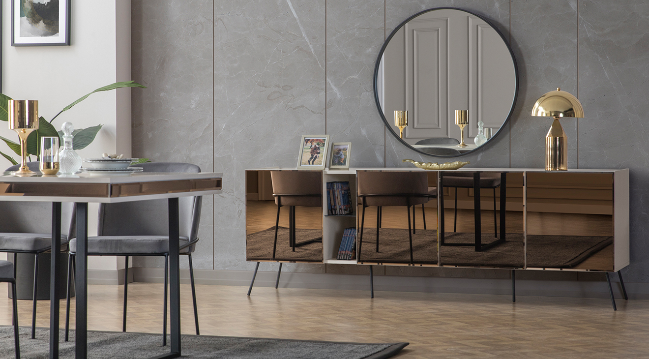 Bronze Aytaşı Modern Yemek Odası Takımı Yemek Odası