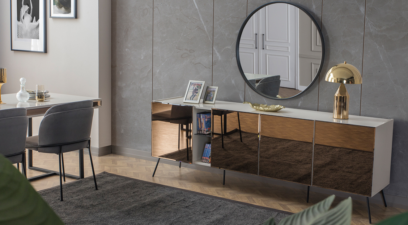 Bronze Aytaşı Modern Yemek Odası Takımı Yemek Odası