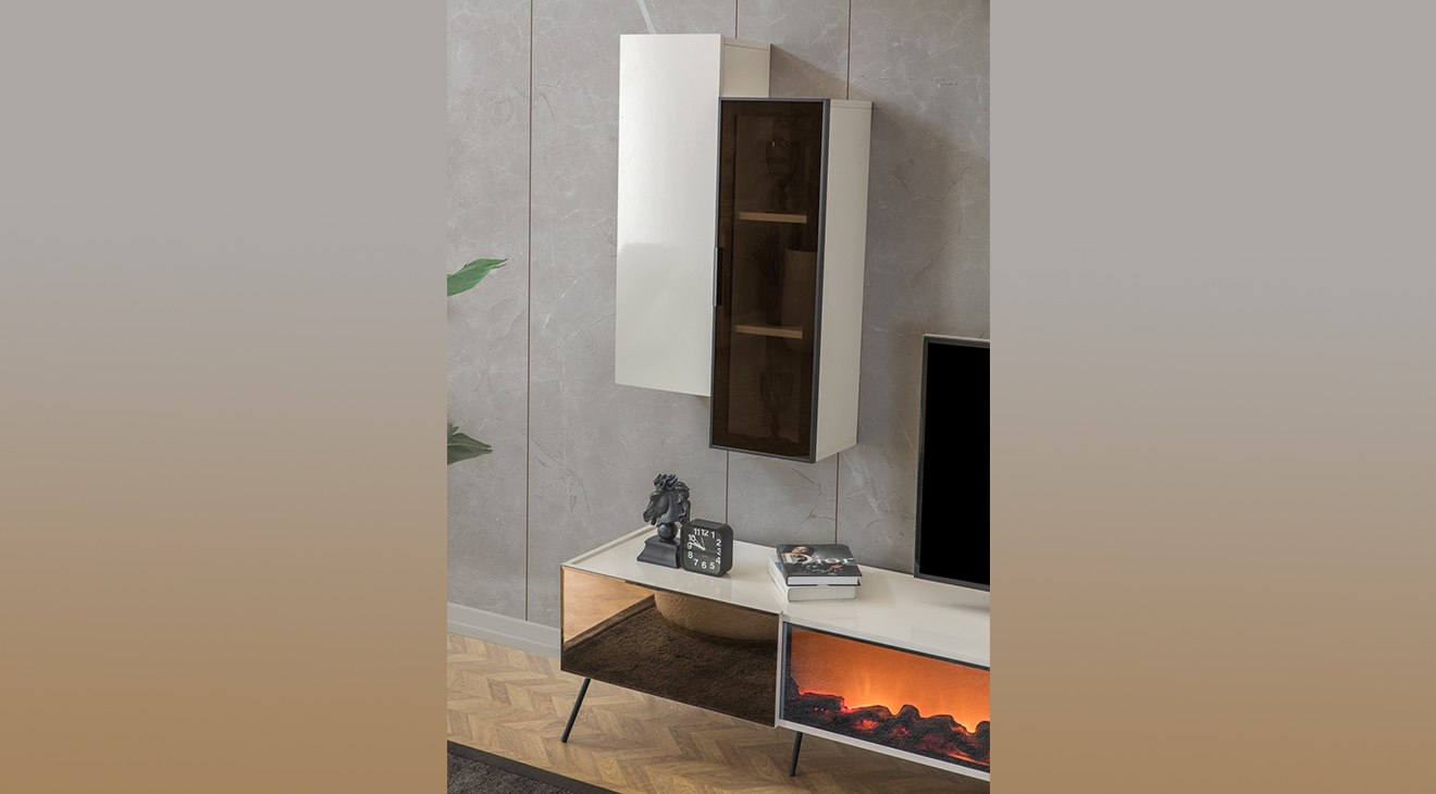 Bronze Aytaşı Şömineli Tv Ünitesi TV Ünitesi