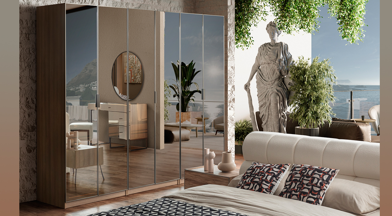 Bronze Ceviz 6 Kapaklı Yatak Odası Takımı Yatak Odası