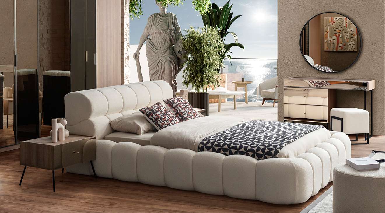 Bronze Ceviz Köşe Dolaplı Yatak Odası Takımı Köşe Dolap