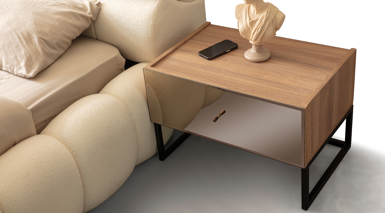 Bronze Ceviz Köşe Dolaplı Yatak Odası Takımı Köşe Dolap