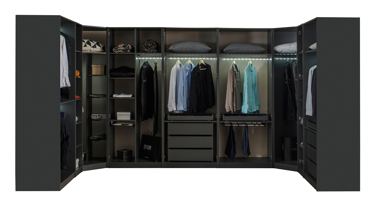 Bronze Antrasit Modern Giyinme Odası Yatak Odası