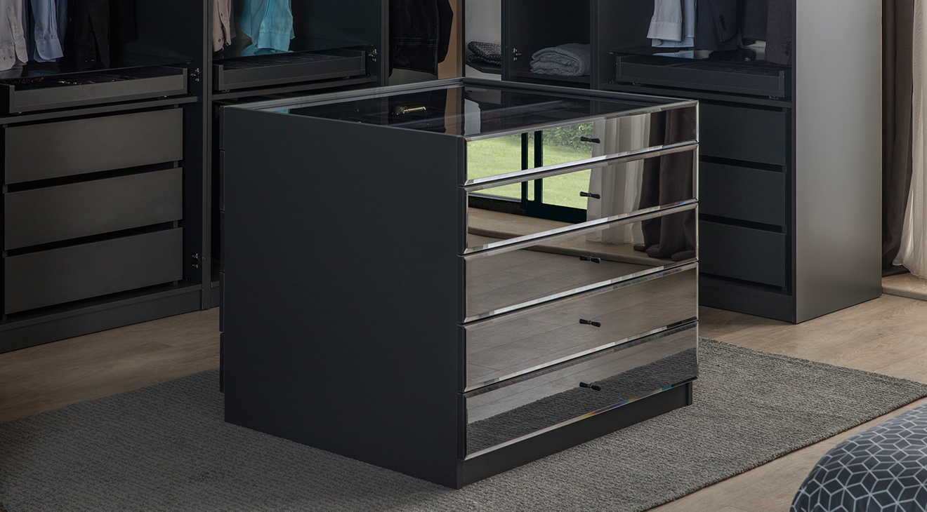 Bronze Antrasit Modern Giyinme Odası Yatak Odası