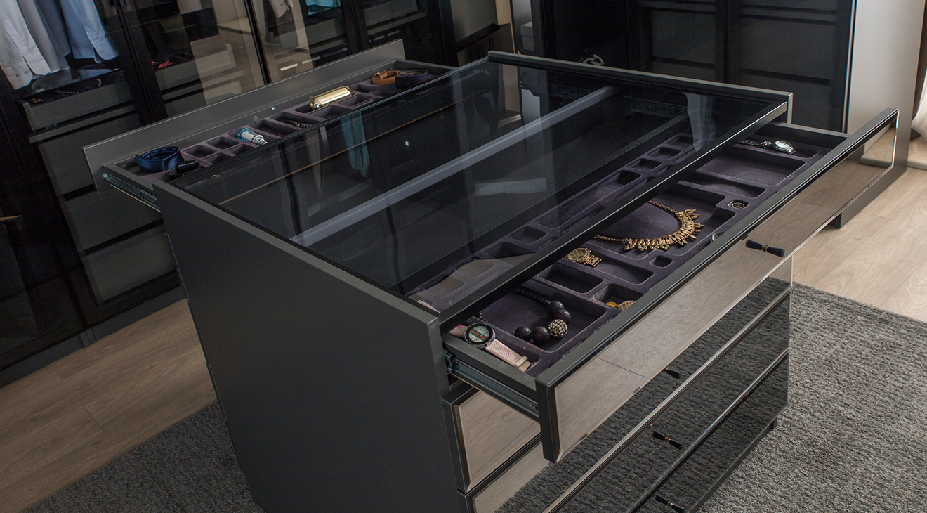 Bronze Antrasit Modern Giyinme Odası Yatak Odası