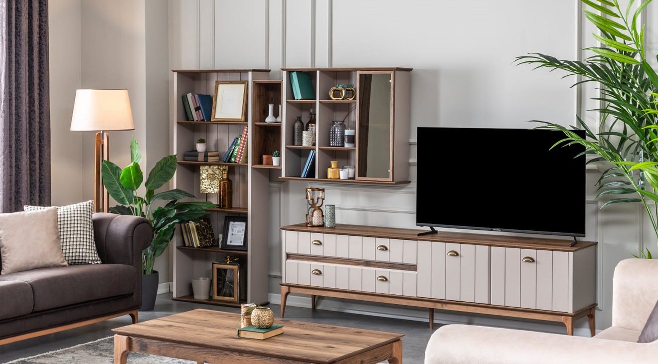 Gusto Ceviz Ahşap Ayaklı Tv Ünitesi TV Ünitesi