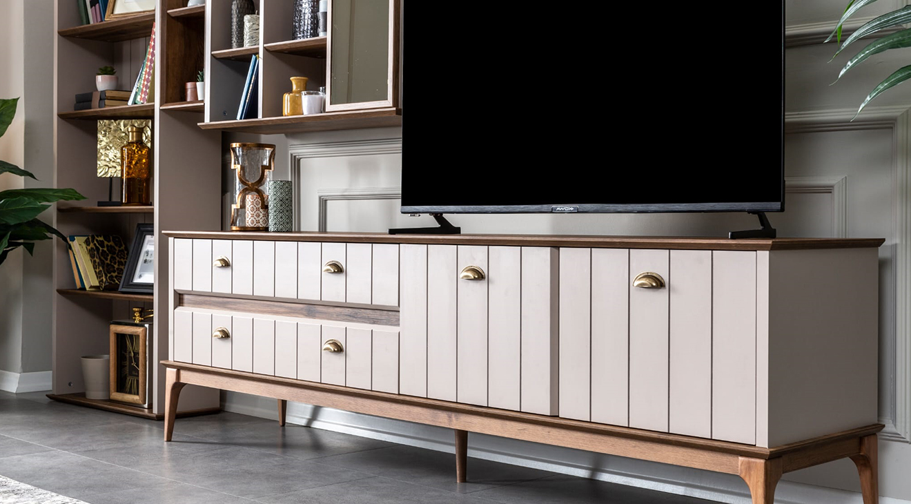 Gusto Ceviz Ahşap Ayaklı Tv Ünitesi TV Ünitesi