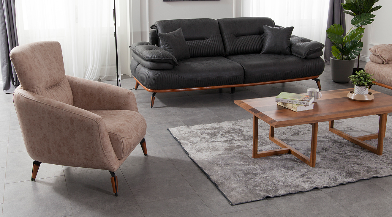 Aria Yataklı Ahşap Ayaklı Koltuk Takımı Yataklı Koltuk Takımları