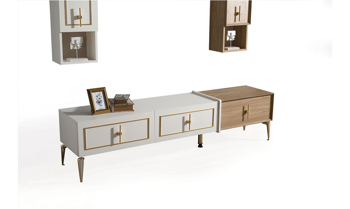 Safir Gold Metal Ayaklı TV Ünitesi TV Ünitesi