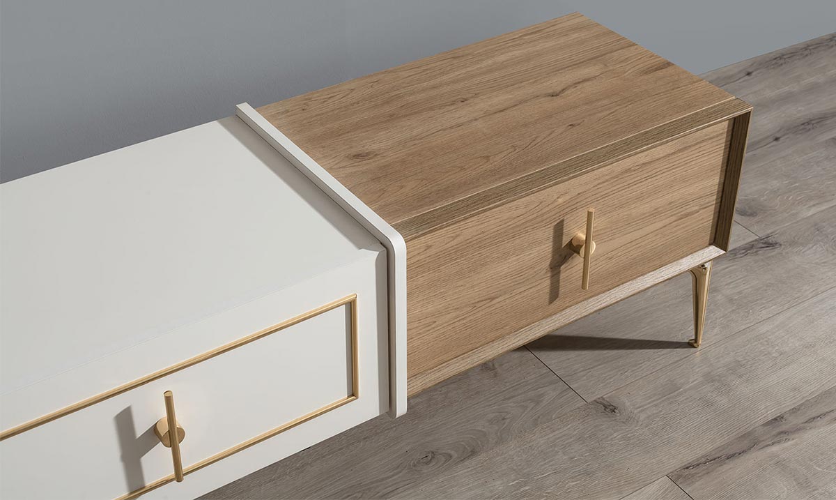 Safir Gold Metal Ayaklı TV Ünitesi TV Ünitesi