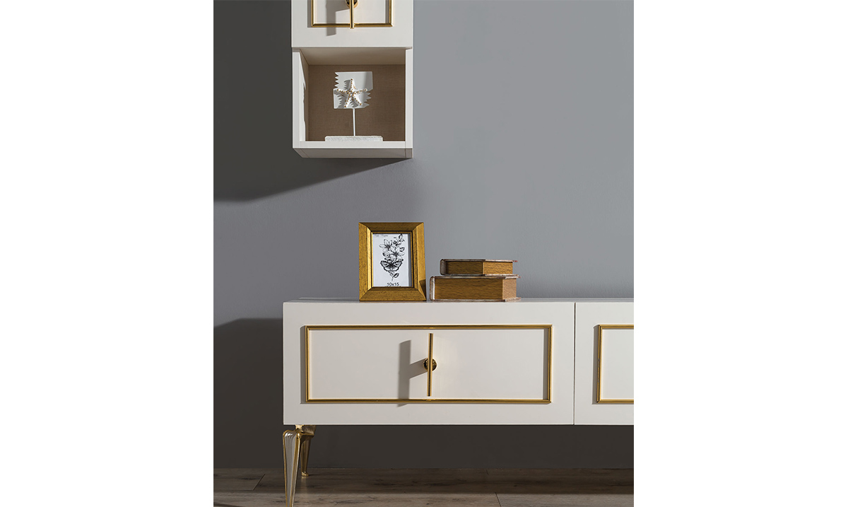 Safir Gold Metal Ayaklı TV Ünitesi TV Ünitesi