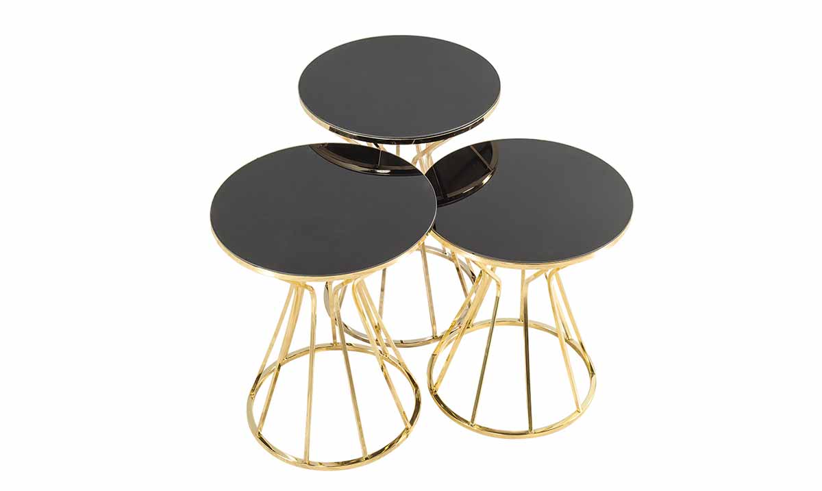 Prizma Gold Metal Ayaklı Zigon Sehpa Zigon Sehpa