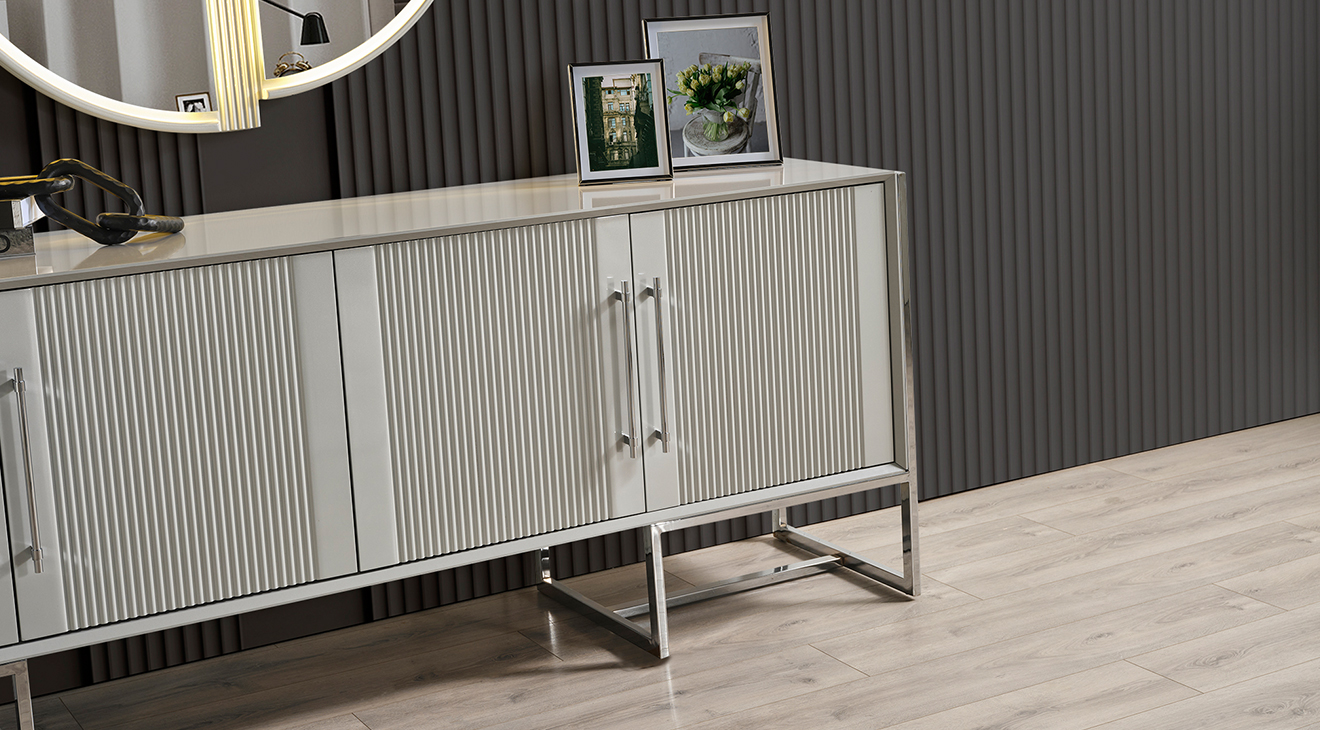 Pırlanta Gümüş Metal Ayaklı Yemek Odası Takımı Yemek Odası