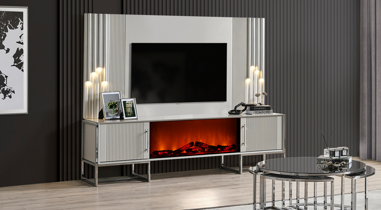 Pırlanta Şömineli Tv Ünitesi TV Ünitesi