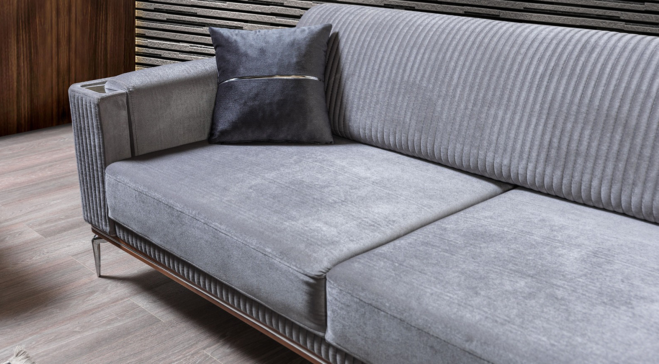 Bugatti Yataklı Gümüş Metal Ayaklı Koltuk Takımı Yataklı Koltuk Takımları