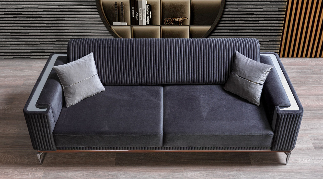 Bugatti Yataklı Gümüş Metal Ayaklı Koltuk Takımı Yataklı Koltuk Takımları