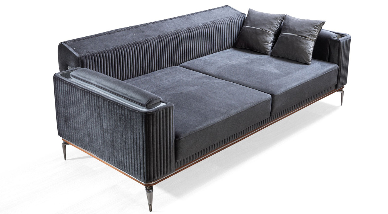 Bugatti Yataklı Gümüş Metal Ayaklı Koltuk Takımı Yataklı Koltuk Takımları