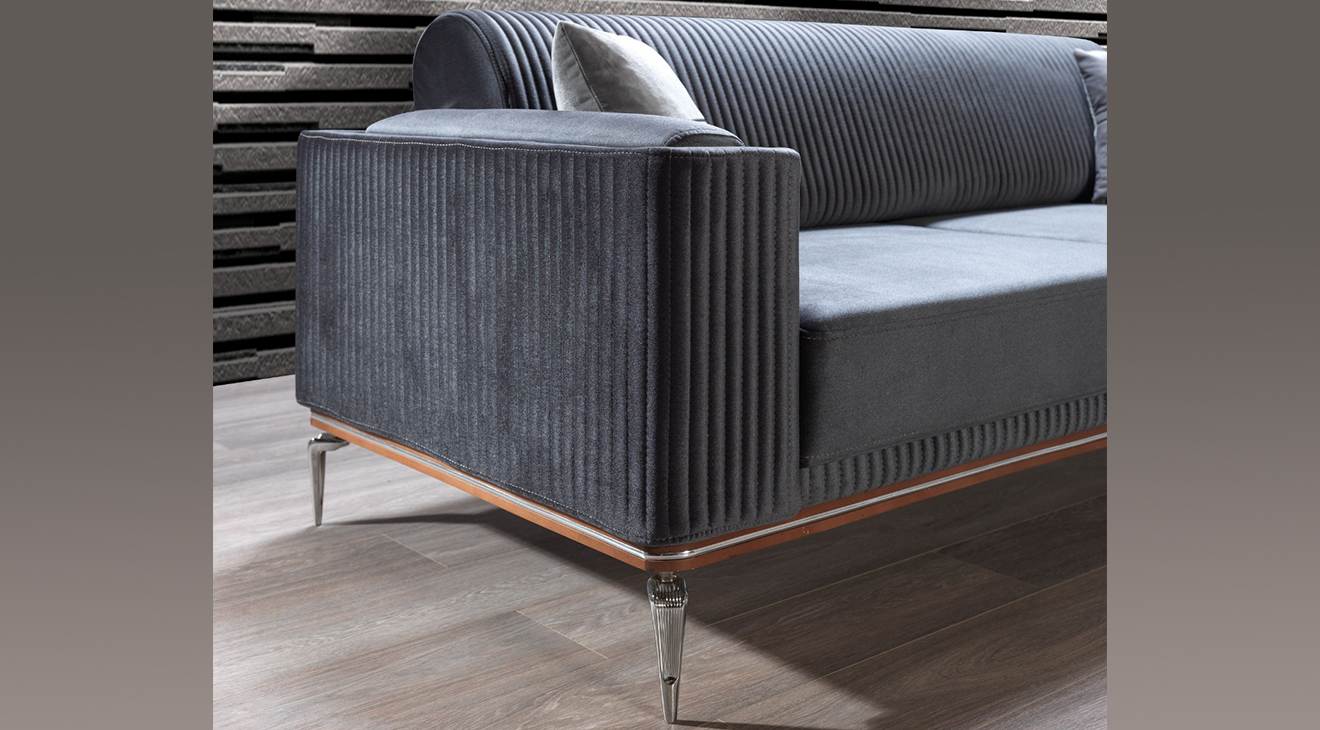 Bugatti Yataklı Gümüş Metal Ayaklı Koltuk Takımı Yataklı Koltuk Takımları