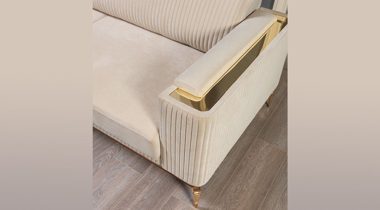 Bugatti Gold Metal Ayaklı Yataklı Koltuk Takımı Yataklı Koltuk Takımları