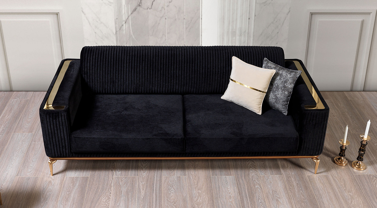 Bugatti Gold Metal Ayaklı Yataklı Koltuk Takımı Yataklı Koltuk Takımları