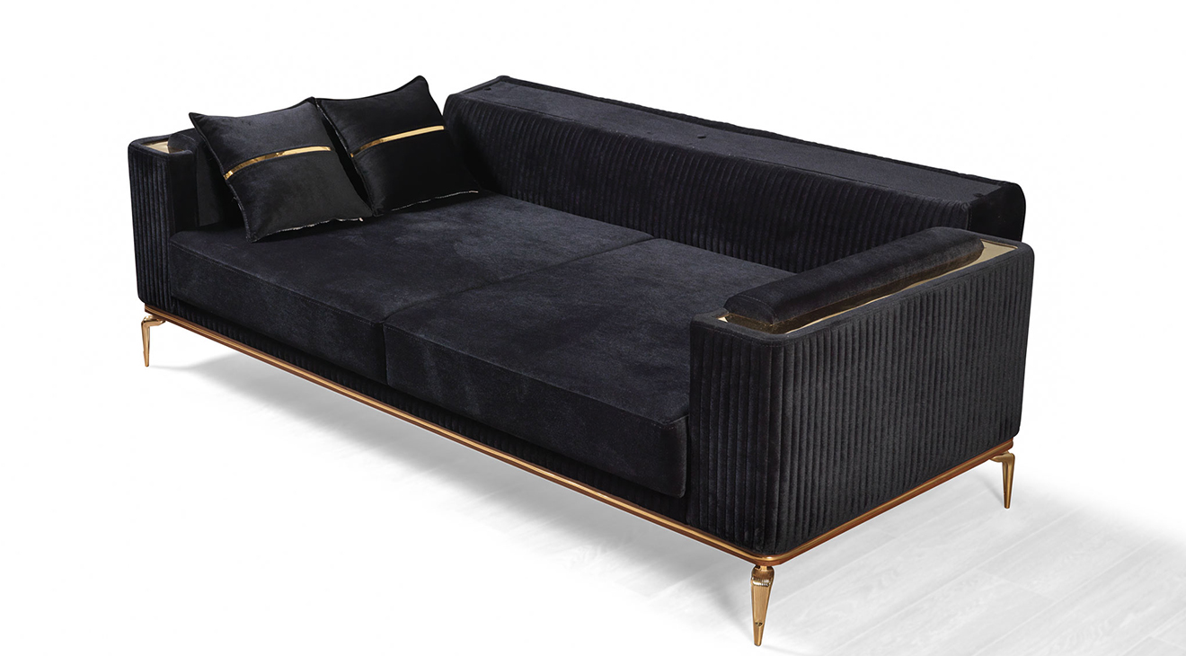 Bugatti Gold Metal Ayaklı Yataklı Koltuk Takımı Yataklı Koltuk Takımları