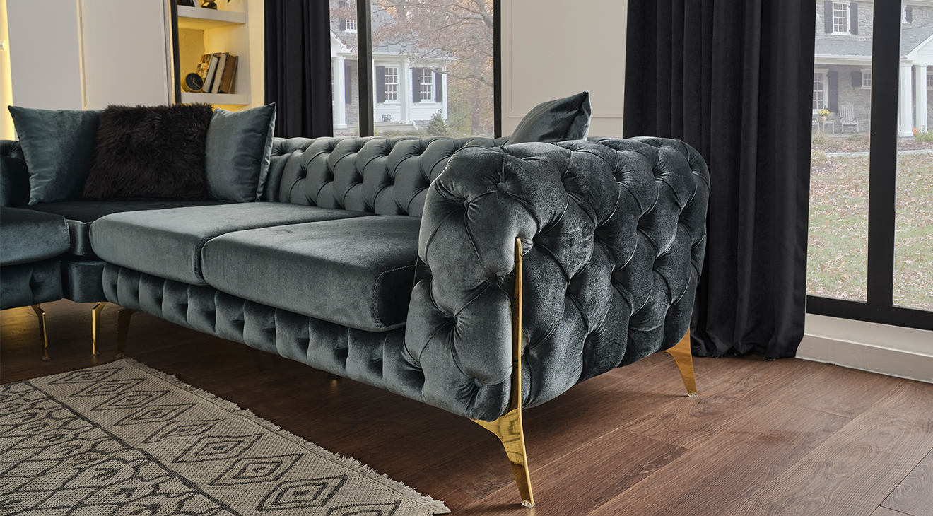 Lacase Gri Metal Ayaklı Köşe Koltuk Takımı Köşe Koltuk