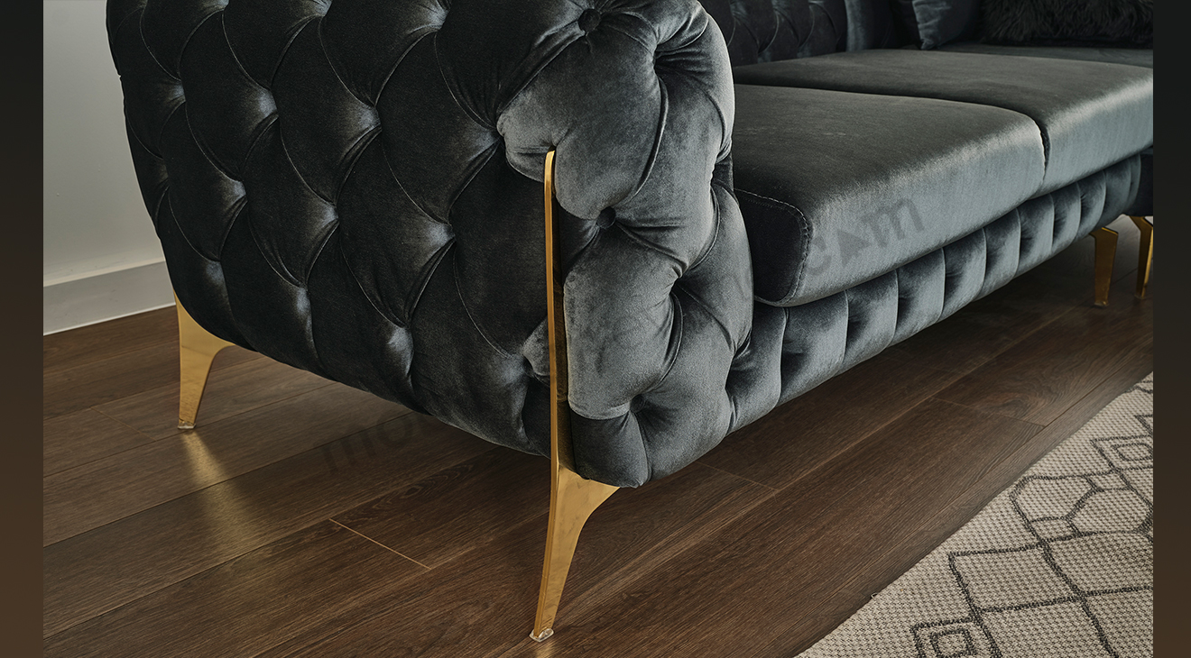 Lacase Gri Metal Ayaklı Köşe Koltuk Takımı Köşe Koltuk