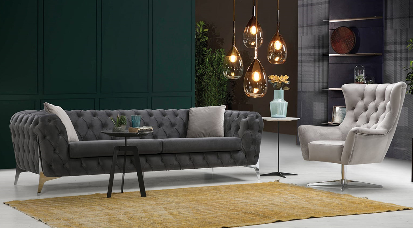 Lacase Metal Ayaklı Chester Koltuk Takımı Koltuk Takımı