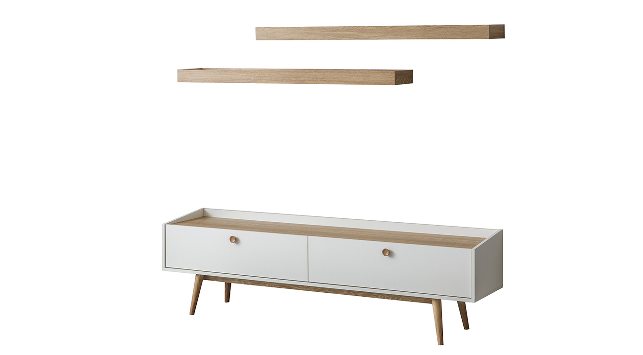 Bohem Ceviz Ahşap Ayaklı Tv Ünitesi TV Ünitesi