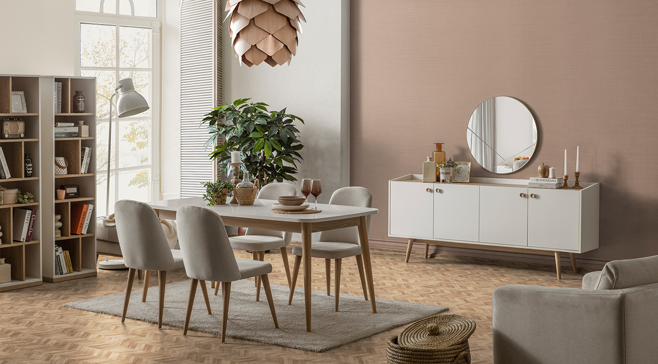 Bohem Ahşap Ayaklı Yemek Odası Takımı Yemek Odası