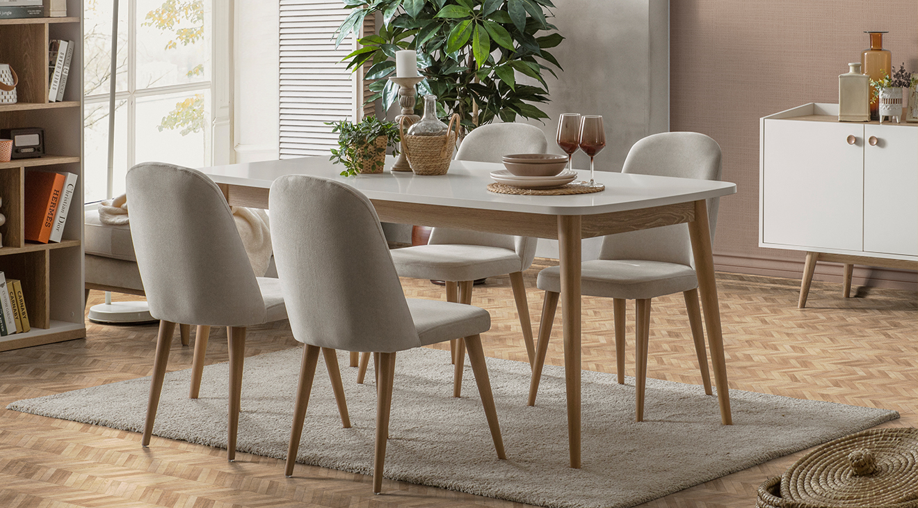 Bohem Ahşap Ayaklı Yemek Odası Takımı Yemek Odası