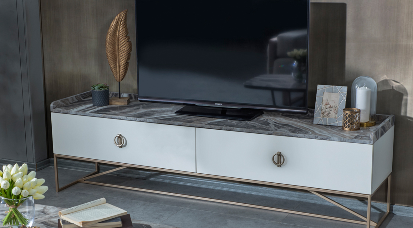 Loft Gold Metal Ayaklı Tv Ünitesi TV Ünitesi