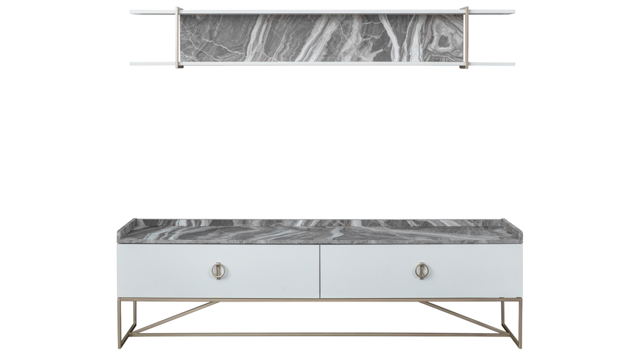 Loft Gold Metal Ayaklı Tv Ünitesi TV Ünitesi