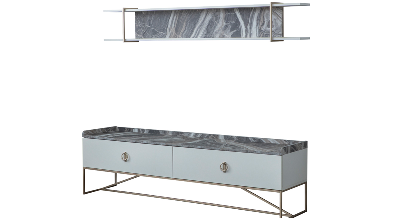 Loft Gold Metal Ayaklı Tv Ünitesi TV Ünitesi