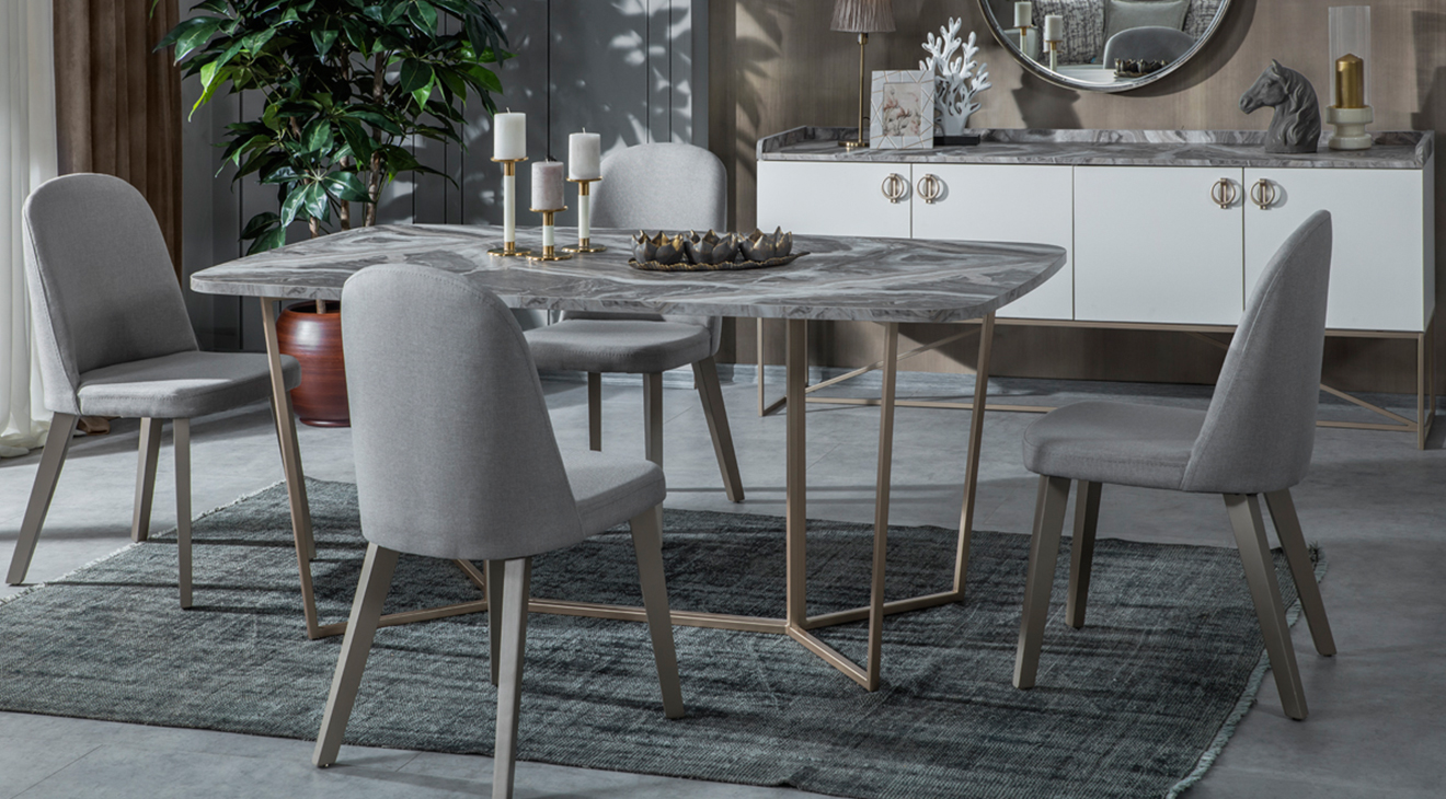 Loft Gold Metal Ayaklı Yemek Odası Takımı Yemek Odası