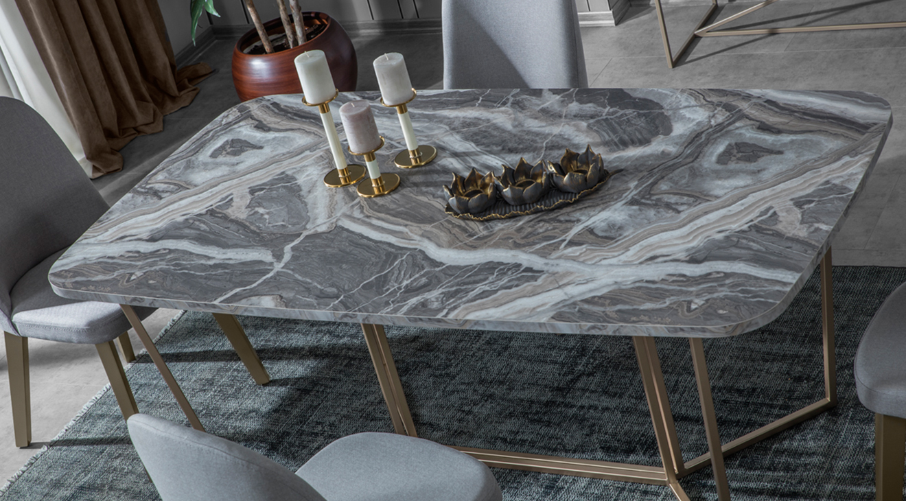 Loft Gold Metal Ayaklı Yemek Odası Takımı Yemek Odası