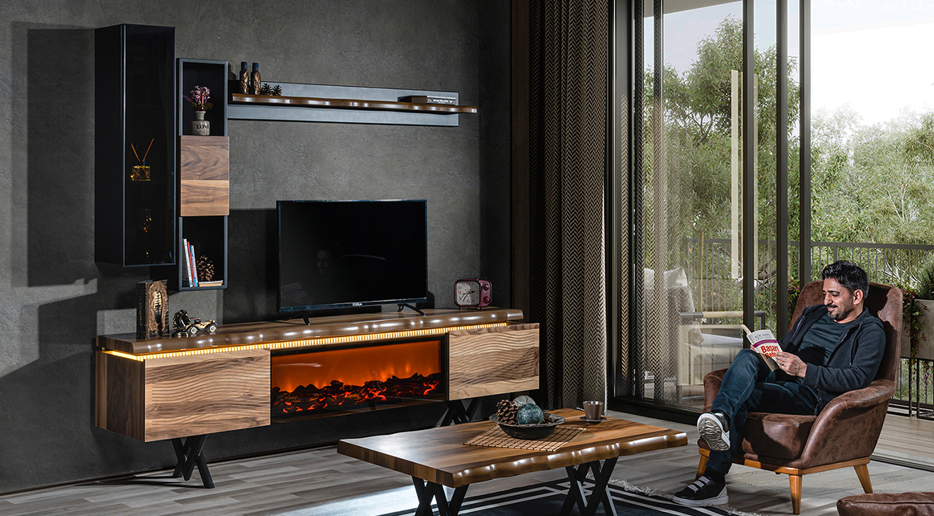 Greenwich Şömineli Tv Ünitesi TV Ünitesi