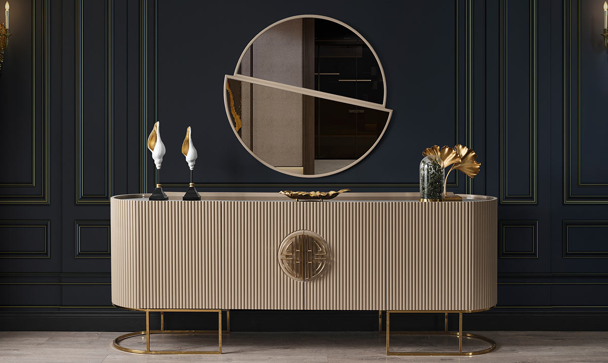 Gucci Gold Metal Ayaklı Yemek Odası Takımı Yemek Odası