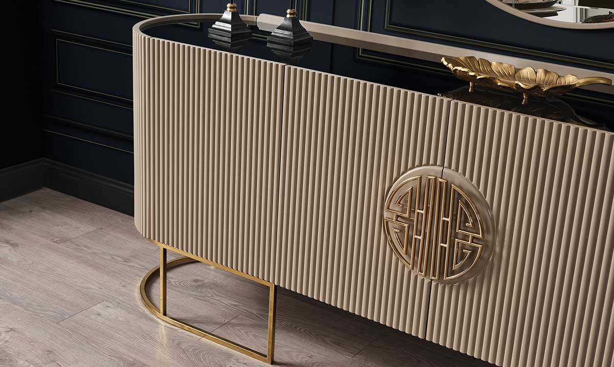 Gucci Gold Metal Ayaklı Yemek Odası Takımı Yemek Odası