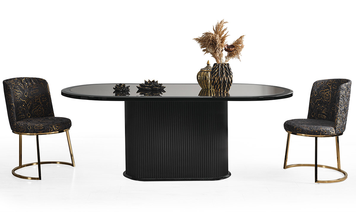 Gucci Antrasit Gold Metal Ayaklı Yemek Odası Takımı Yemek Odası