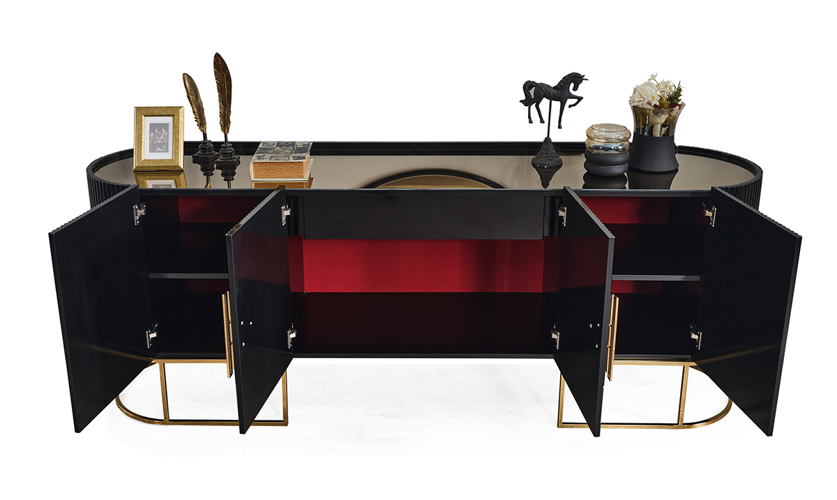 Gucci Antrasit Gold Metal Ayaklı Yemek Odası Takımı Yemek Odası