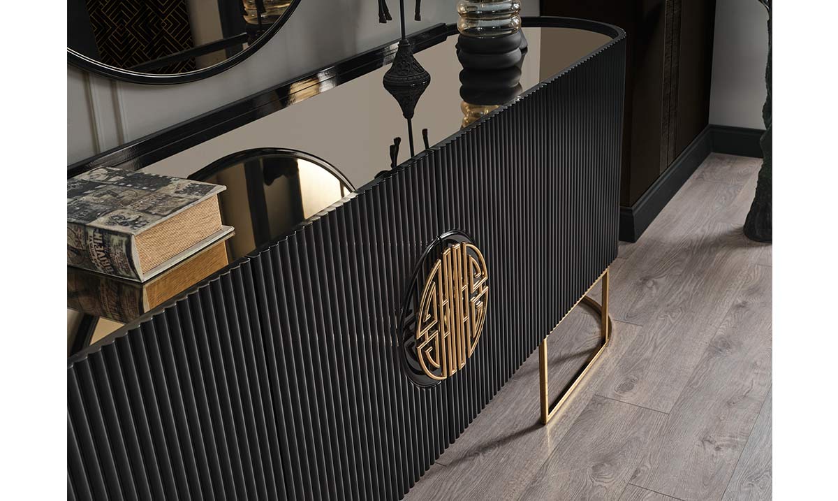 Gucci Antrasit Gold Metal Ayaklı Yemek Odası Takımı Yemek Odası